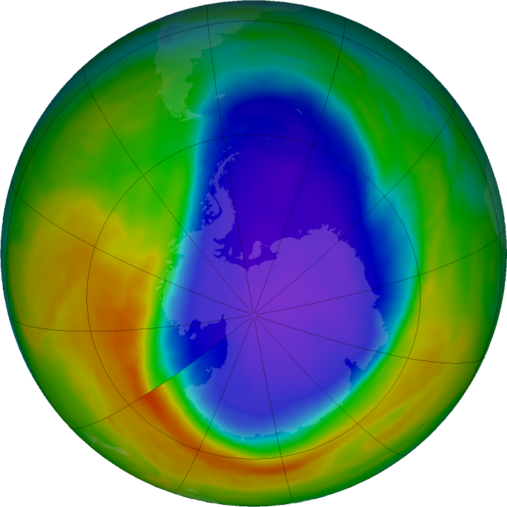 Antarctic ozone map for 13 October 2023